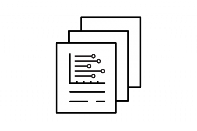 This is the publications icon for the index page. It is a stylised line drawing graphic representing three pages laid one on top of each other
